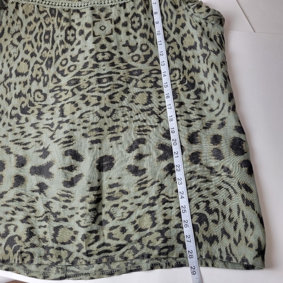 Lungo L'Arno Linen Animal Print Sleeveless Top Ruffle Green 1X NEW - Picture 8 of 9